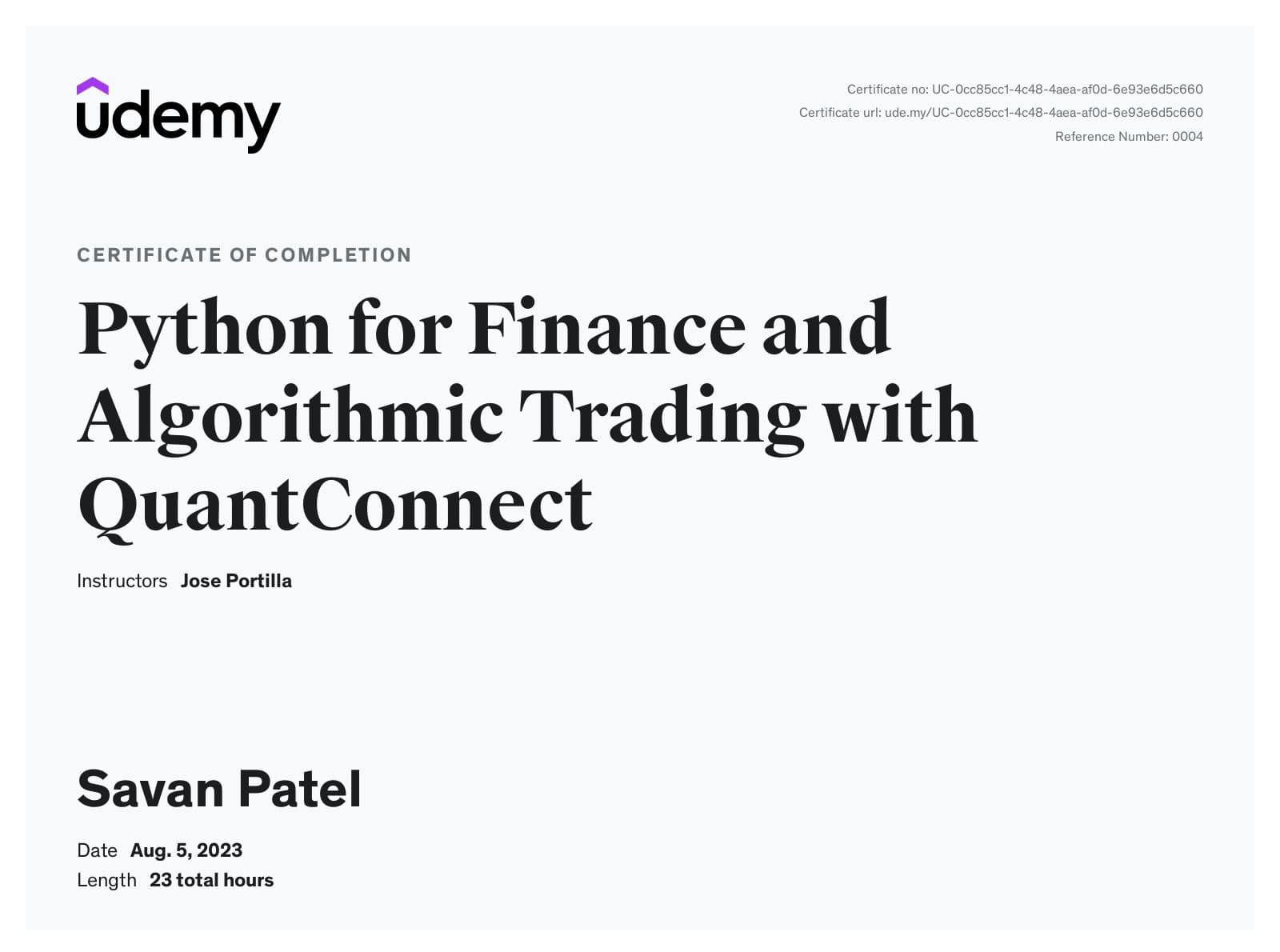 Python for finance and algorithm training with QuantConnect